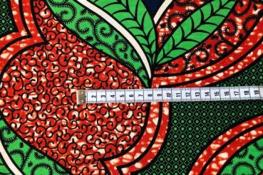 Preview: GREEN RED KNOT Waxprint Stoff